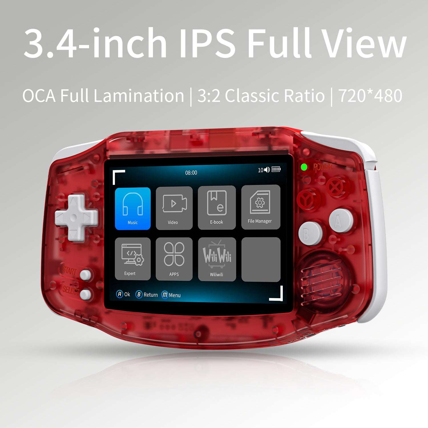 ANBERNIC RG 34XX Transparent red Best Handheld Game Console