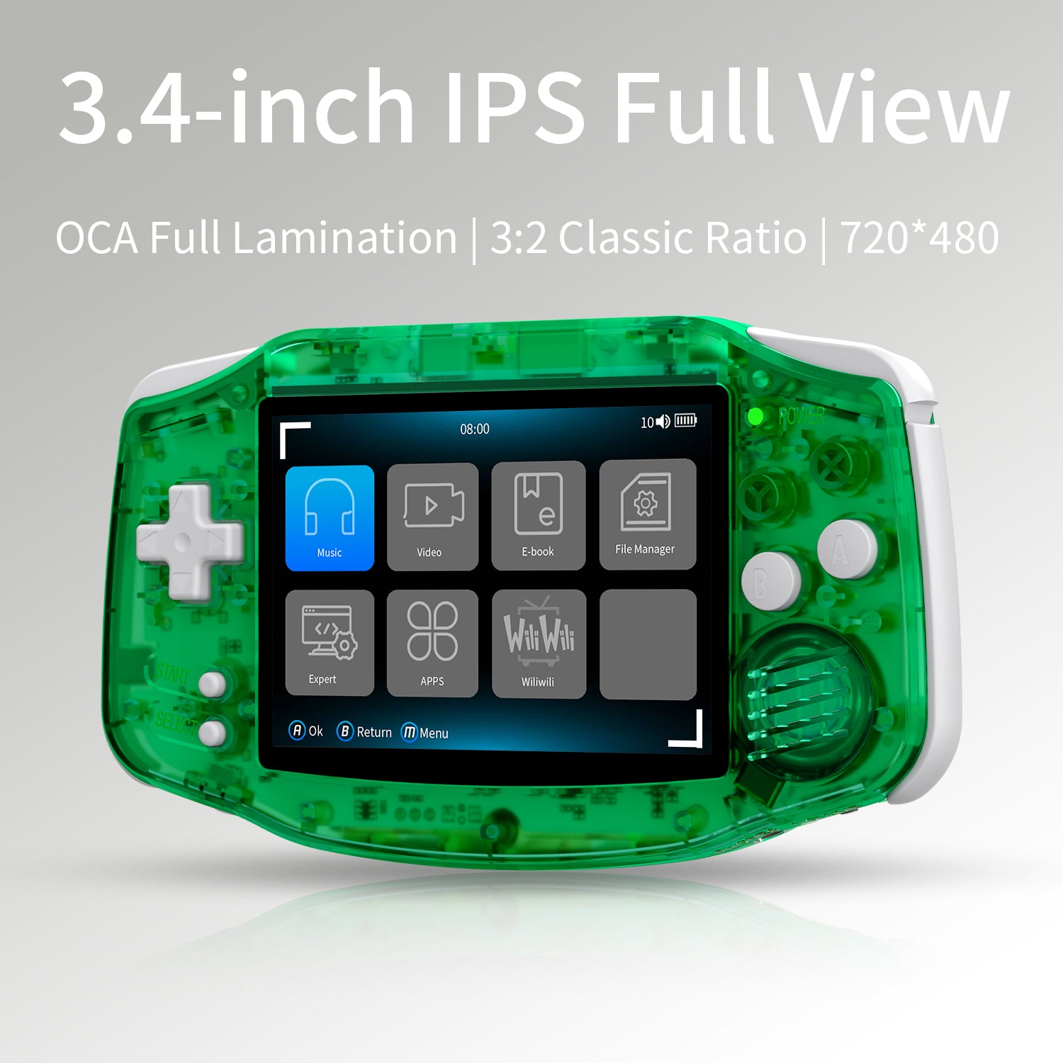 ANBERNIC RG 34XX Transparent green Best Handheld Game Console