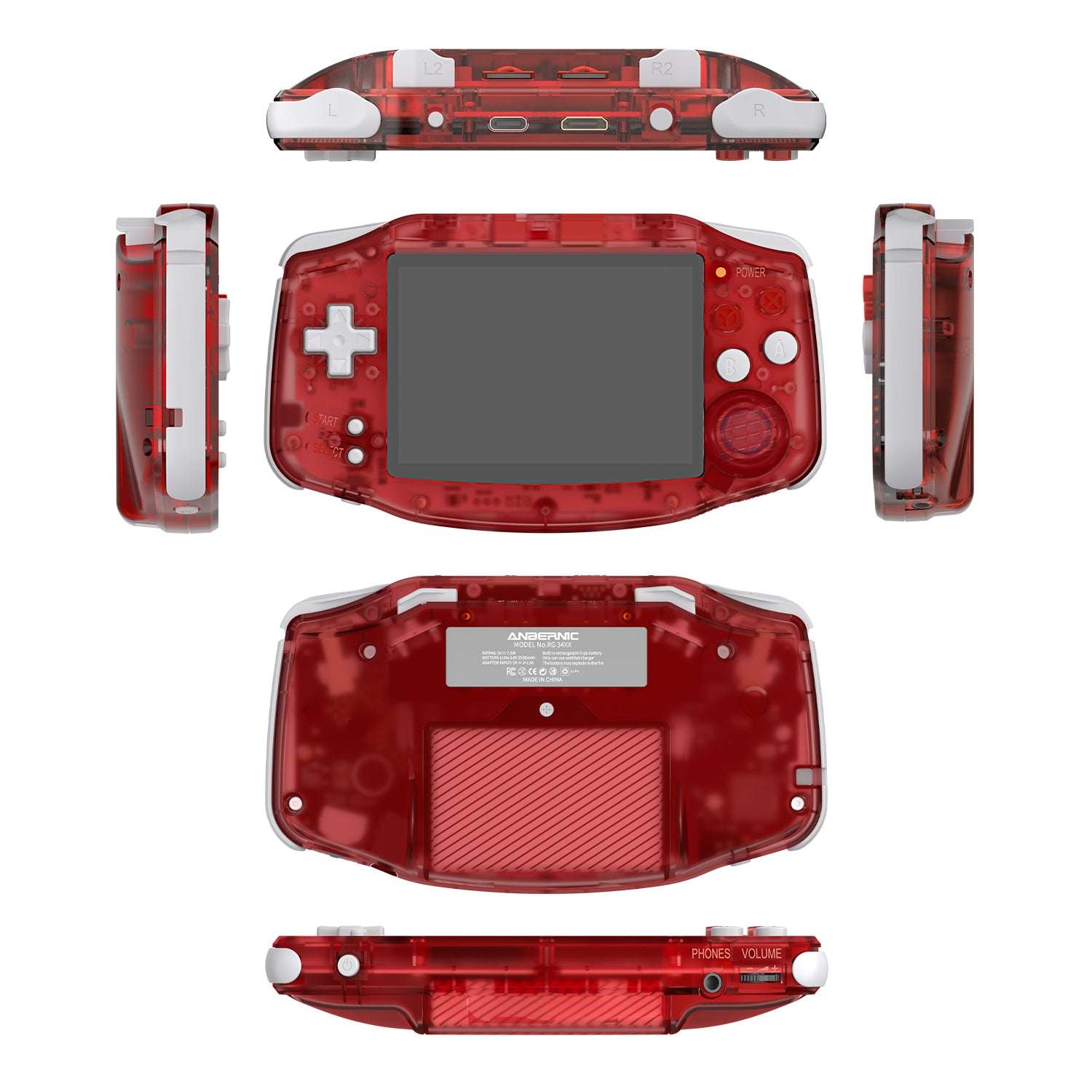 ANBERNIC RG 34XX Transparent red Best Handheld Game Console