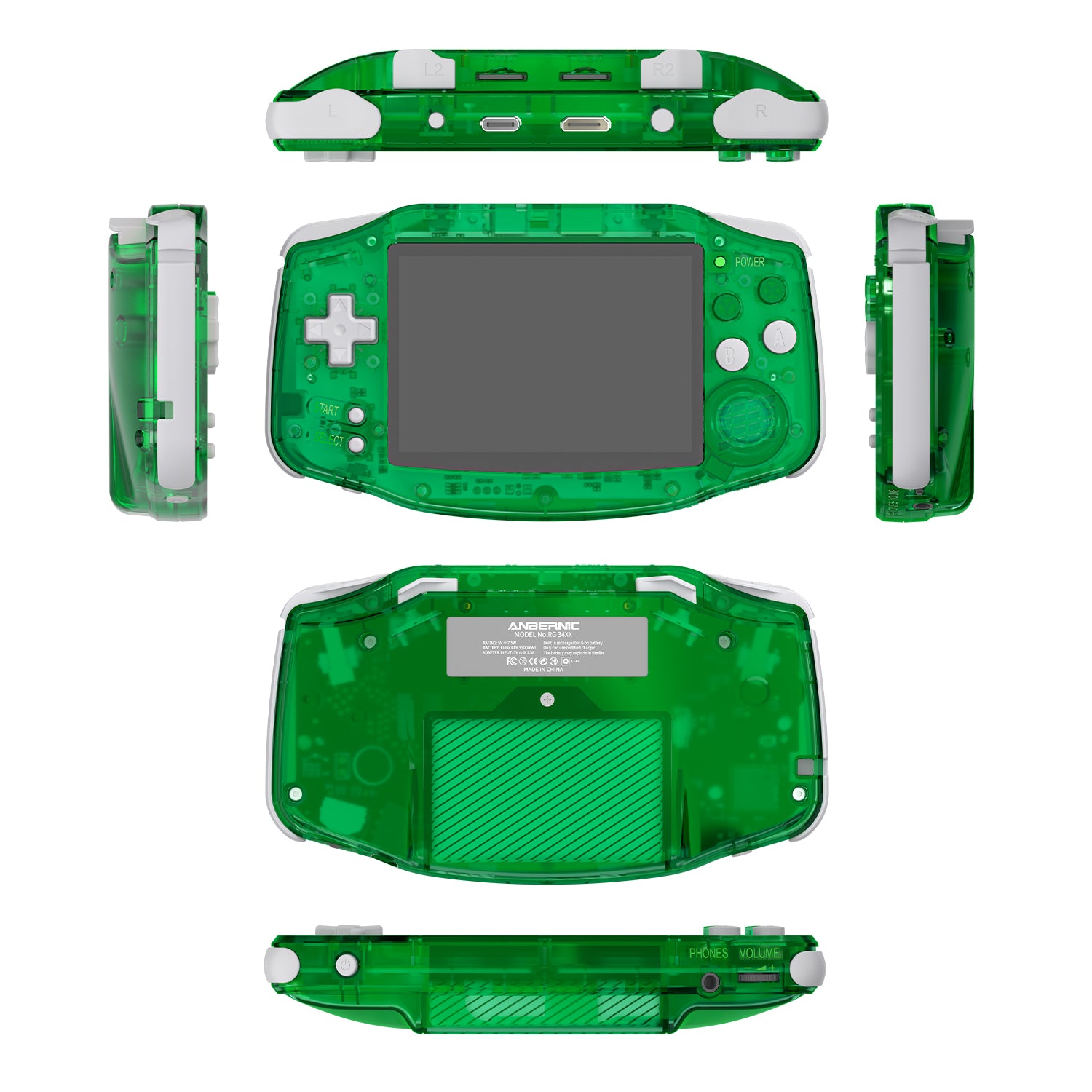 ANBERNIC RG 34XX Transparent green Best Handheld Game Console