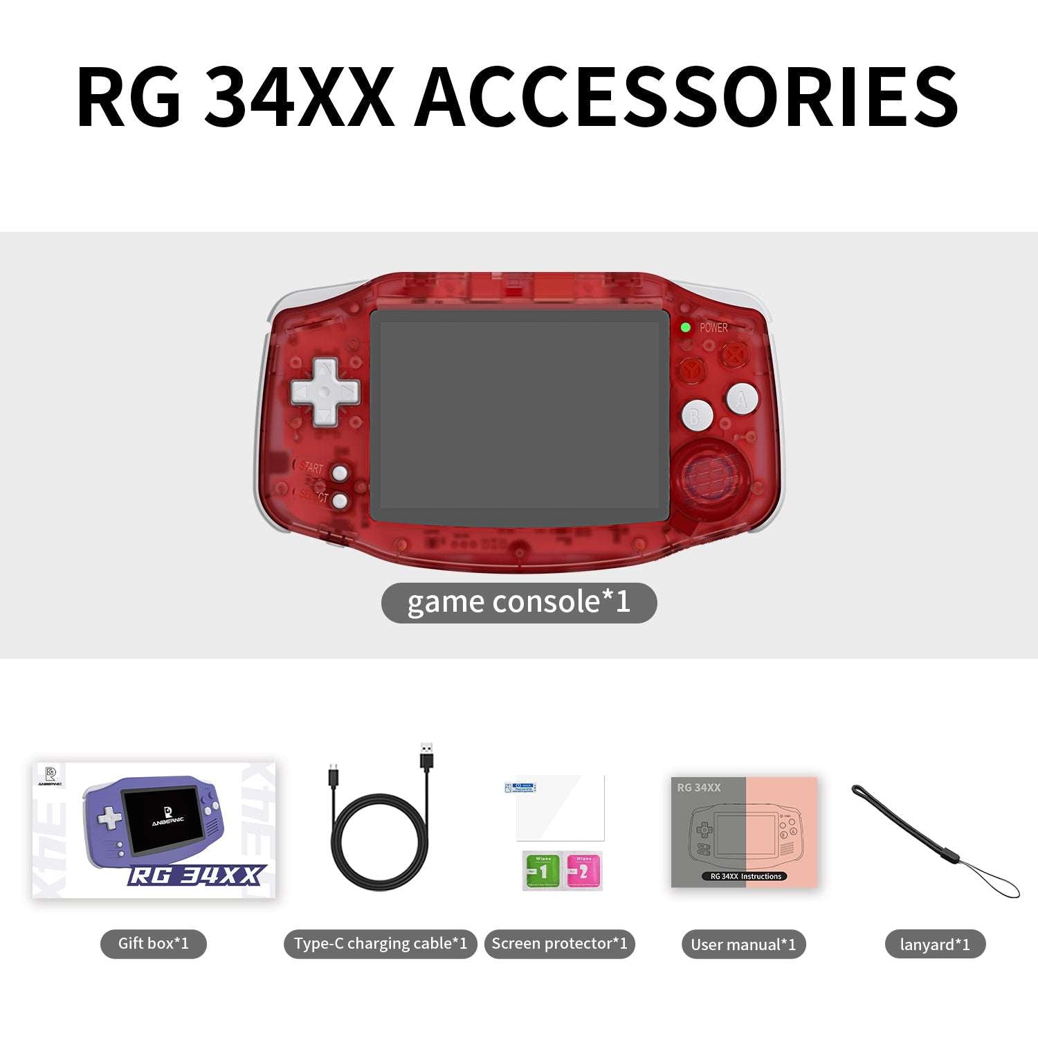 ANBERNIC RG 34XX Transparent red Best Handheld Game Console