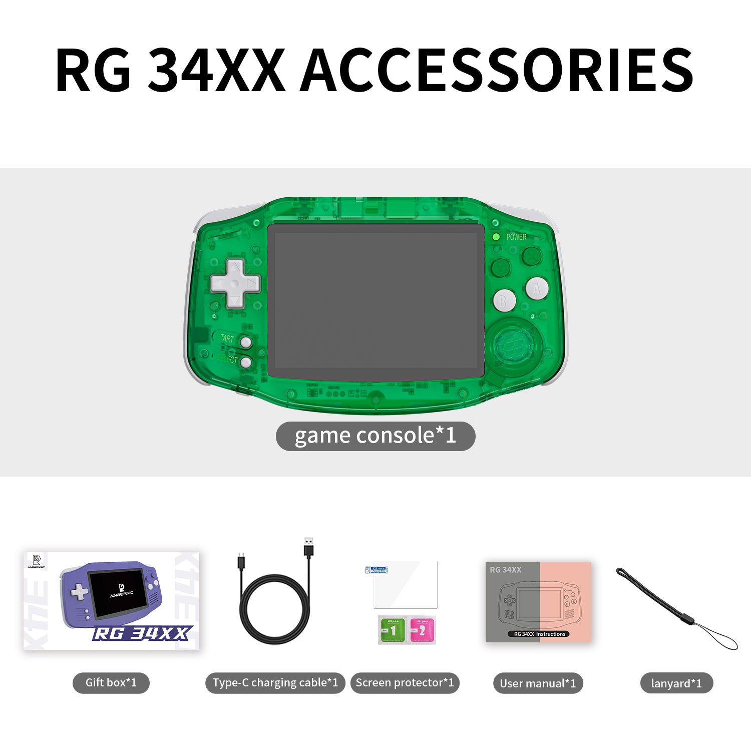 ANBERNIC RG 34XX Transparent green Best Handheld Game Console